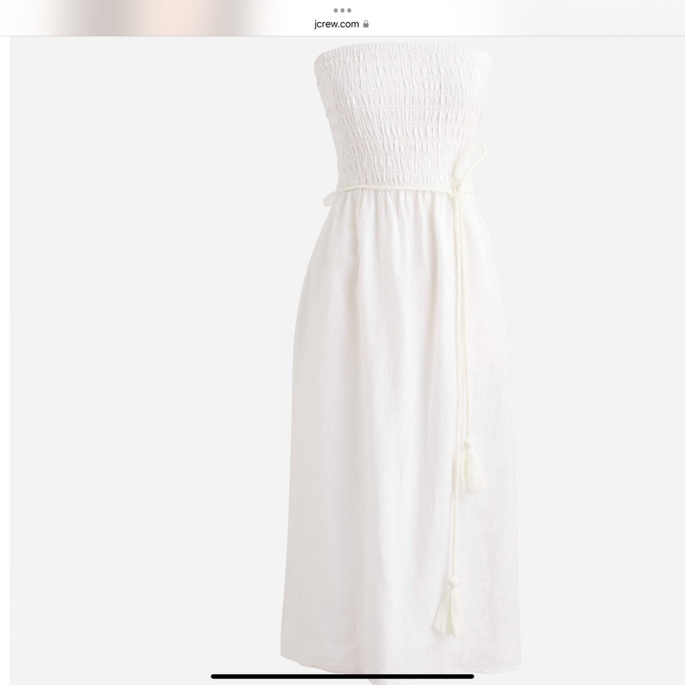 J. Crew smocked strapless Linen dress